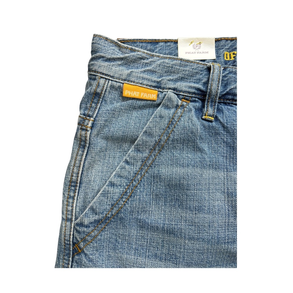 Phat Farm Legends Men 38 Blue Denim Cargo Shorts Baggy Y2K Streetwear NWT - Picture 7 of 10